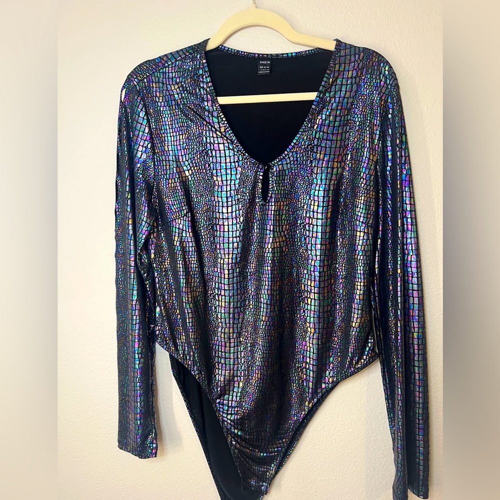 SHEIN Holographic Long Sleeve Bodysuit
